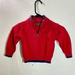 DKNY red knit 3/4 zip toddlers sweater size 2T